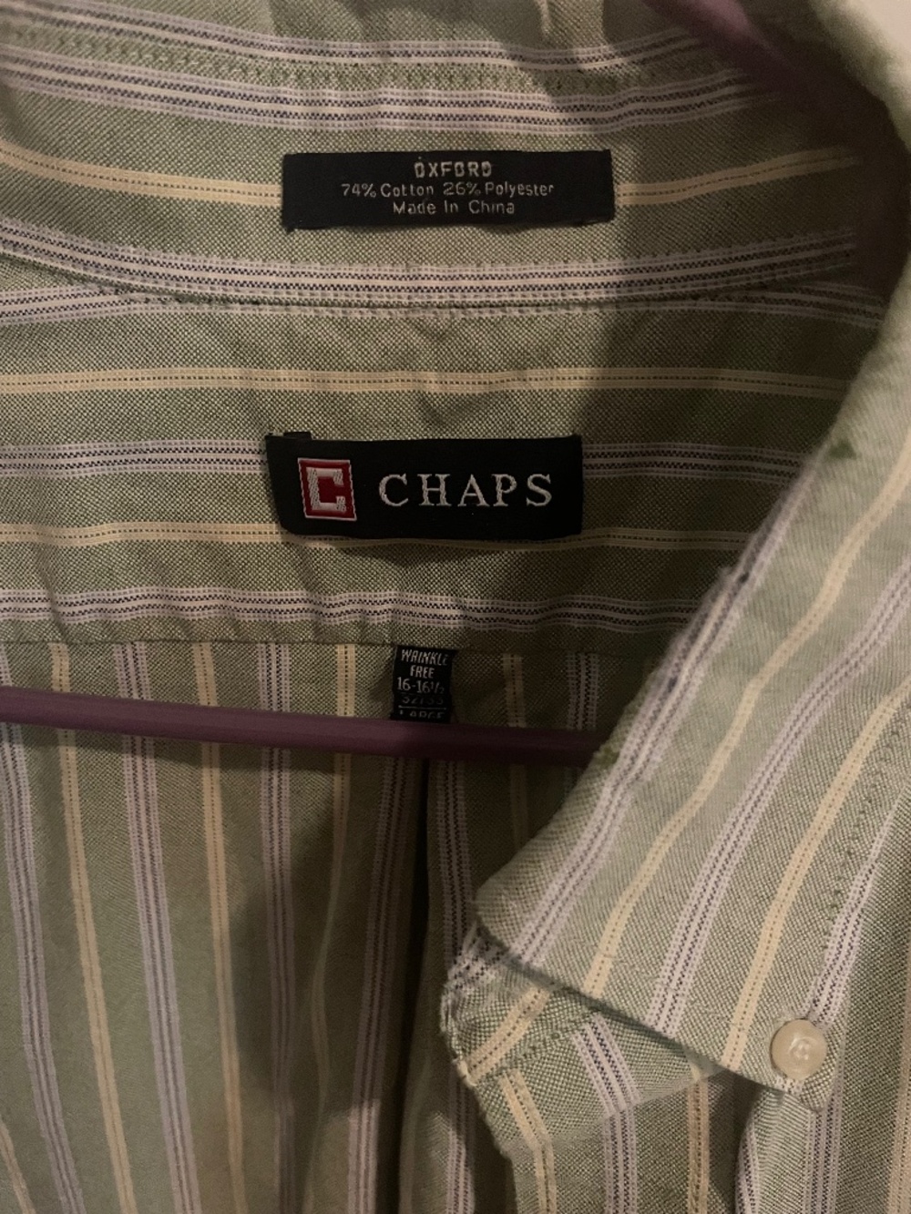 Green and yellow striped chaps button down